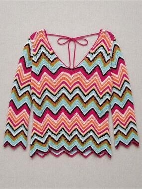 90s Vintage Nicowa Chevron Crochet Top Missoni Print